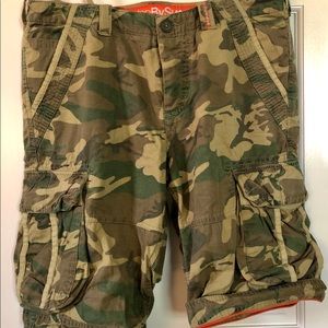 Superdry Core Ripstop Parachute Shorts, Green Camo